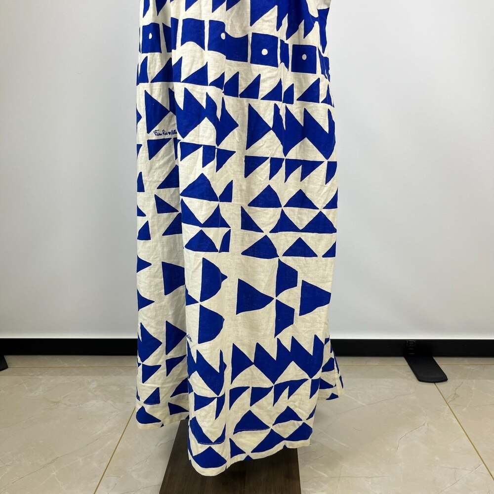 NWOT Farm Rio Linen-Blend Pitta Tiles Off-White One Shoulder Maxi Dress Size S - Picture 6 of 15